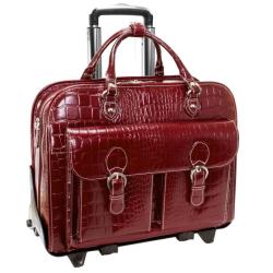 Siamod San Martino 14" Leather Ladies Detachable-wheeled Laptop Briefcase Cherry Red