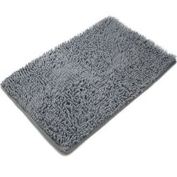 VDOMUS Non-slip Microfiber Shag Bathroom Mat 20 X 32-INCHES Gray