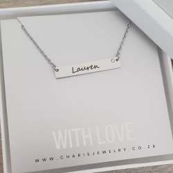 Lauren Personalized Bar Name Necklace Stainless Steel Silver Gold Or Rose Gold Ready In 3 Days - Rose Gold