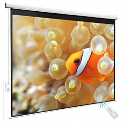 80" X 60" Viewing Area Electric Projector Projection Screen W Remote Control Matte White HD Movie Theater Meeting Room Classroom Home Theater Confe