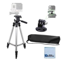 ECostConnection 50" Aluminum Camera Tripod With Built In Bubble Level Indicator For All Gopro Hero Cameras + Tripod Mount & An Microfiber Cloth 50" Tr