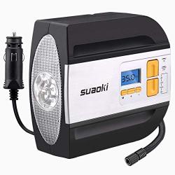 Suaoki 12V Dc Tire Inflator Electric Portable Auto Air Compressor Pump To 100PSI For Car Truck Bicycle Basketball