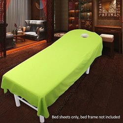 Lvoertuig Massage Bed Sheet Spa Facial Body Treatments Top Sheet Cosmetic Bed Sheet Cover With Hole Beauty Tattoo Polyester Bed Sheet For Hotels 80CMX190CM Green