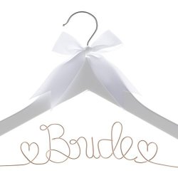 Bride To Be Wedding Dress Hanger Wooden And Wire Hangers For Brides Gowns Dresses White With Rose Gold Wire