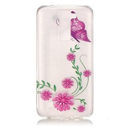 BLT LG K8 Case Pink Buterfly Patttern Case For LG K8 LG Escape 3 LG Phoenix 2 With A Phone Bracket