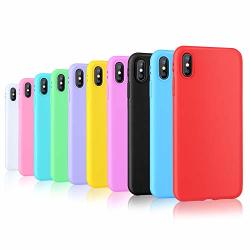 Pofesun Iphone XS Max Silicone Case 10 Pack Soft Silicone Gel Rubber Bumper Phone Case Shockproof Full-body Protective Case Cover Compatible For Iphone XS Max 6.5 Inch 2018