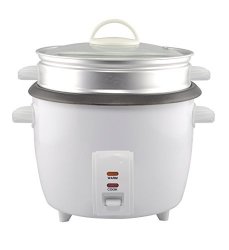 Gforce Rice Cooker Aluminum Infused 1LITER 10 Cup Rice & Grain Cooker With Aluminum Vegetable Steam Tray - White