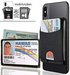 Wallet Airstik Universal Phone Or Id Credit Card Holder Reusable Micro Suction Leather Made In Usa By Kapotas- Bk