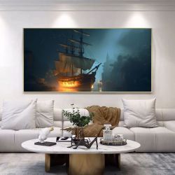 Canvas Wall Art - Ghostly Pirate Ship Abstract - IM0150