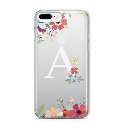 Smartgiftshop Personalised Clear Opaque Initial Floral Phone Case Cover For Iphone Samsung Range Iphone 8
