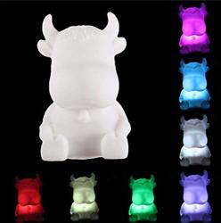 3PCS Lovely Cow Shape Night Light 7 Color Changing Cow LED Lamp Plastic Party Wedding Decoration Great Gift For Kids Favor Gift Toy Home