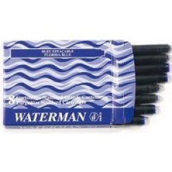 Waterman Standard Cartridges - Large Size Blue 8 Pack