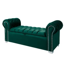Destiny Sleigh Storage Ottoman-king-emerald Green