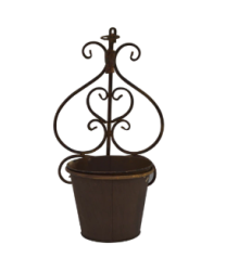 Lovethyhome Metal Outdoor & Indoor Plant Holders & Buckets Free Shipping - Wall Plant Holder In Brown 42X24CM