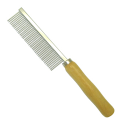 - Fine Metal Comb With Wooden Handle