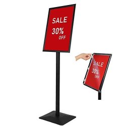 Aluminum Snap Open Frame with Safety Corner Adjustable Pedestal Floor Standing Sign Holder Vertical and Horizontal View Sign Display Black. Mutualsign 8.5x 11 Poster Stand Holder 