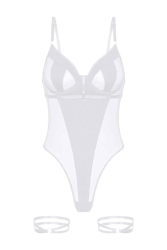 Kinky Strap Bodysuit Lingerie - Medium White