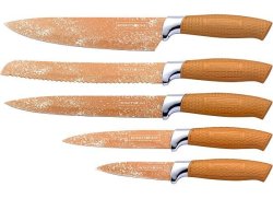 Royalty Line Non-stick Coating Knife Set 5 Piece With Stand - Gold