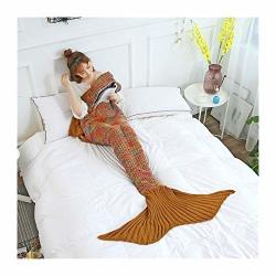 Maryyun Mermaid Tail Blanket Mermaid Blanket For Girls All Seasons Soft And Warm Sleeping Mermaid Blanket For Kids Color : Ume Yellow Size : 140X70CM