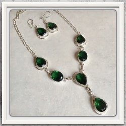 Absolutely Exquisite Natural Emerald Quartz Gemstone 925 Silver Necklace & Earrings