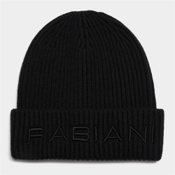 Men&apos S Embroidered Ribbed Black Beanie