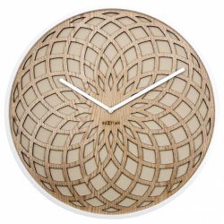 35CM Sun Small Wood And Fabric Round Wall Clock - Beige