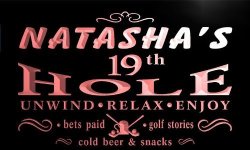 PIG312-R Natasha's 19TH Golf Hole Beer Bar Neon Light Sign