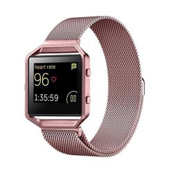 Alonea Milanese Magnetic Stainless Steel Watch Band + Metal Frame For Fitbit Blaze