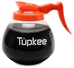 Tupkee Commercial Coffee Pot Replacement - Restaurant Glass Coffee Pots 12 Cup Decanter Carafe - 64 Oz. 12-CUP Orange Handle decaf