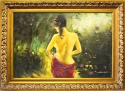 Acrylic Lady - Framed In Ornate Gilded Frame