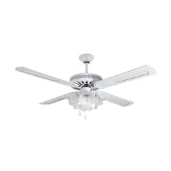 ECODEPOT EUROLUX Radiant Rattan Ceiling Fan With Light 4 Blade White 1240MM Diameter