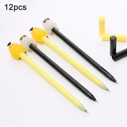 12 Pcs Black Ink Refill Creative Gulu Yellow Chicken 0.38MM Gel Pen Signing Pen School Office Sup...