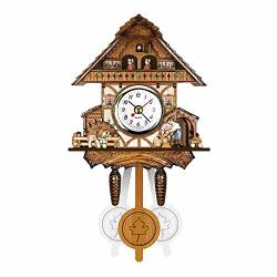 Antique Wooden Cuckoo Wall Clock Bird Time Bell Swing Alarm Watch Home Art Decor Pink