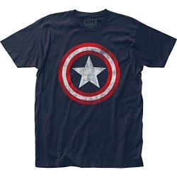 MARVEL Captain America Shield Logo Mens T-Shirt Medium Heather Navy