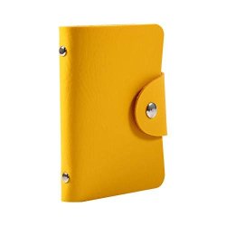 Xinrub Pu Leather Credit Card Holder Id Business Card Case Wallet 24 Card Slots Yellow