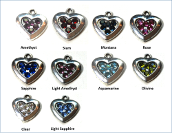 Heart Charms With Crystals - Different Colors Available