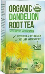 Dandelion Root Tea - Raw Organic Vitamin Rich Digestive - 1 Pack 20 Bags 2 Grams Each