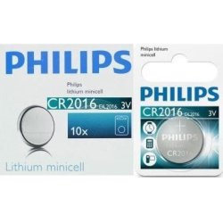 Philips Minicells Battery CR2016 Lithium Sold As Box Of 10 Retail Box No Warranty