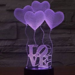 3D Love Heart LED Mood Light 7 Colors Changing Night Lights Wedding Decoration Illusion Lamp Gift