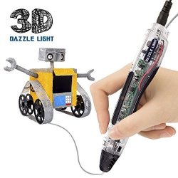 3D Printing Pen Dazzle Light Newest 3D Drawing Pen With 2 Free Pla 3D Pen Filament Set And Portable For 3D Printing Pen Transparent