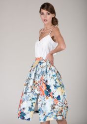 Closet London Multi Floral Midi Pleated Skirt