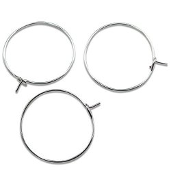 TOAOB 100pcs 25mm Silver Plated Wine Glass Charm Rings Open Earring Beading  Hoop Party Favor 