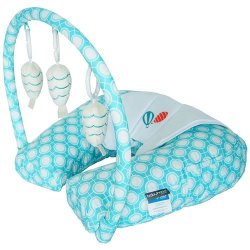 Babyhood Nursing Pillow With Toy Bar Turquoise Circles