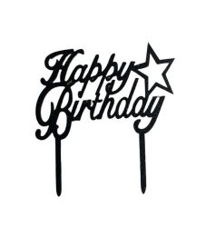 Deals on Happy Birthday Black Glitter Star Cake Topper cake Decorations ...