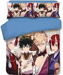 Mxdfafa Anime Duvet Cover Set Anime My Hero Academia Characters Printed 3PC Bed Set With 1PC Duvet Cover And 2PC Pillowcases Gifts For Teen