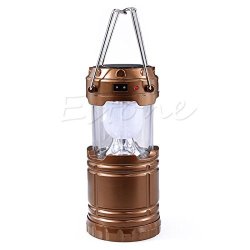 Fidgetfidget Collapsible Solar Outdoor Rechargeable Camping Lantern Light LED Hand Lamp New Brown