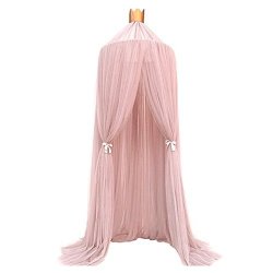 Samber Mosquito Net Bed Canopy Play Tent Bedding For Kids Playing Children Round Lace Dome Netting Curtains Bed Mantle Baby Boys Girls Games House Pink