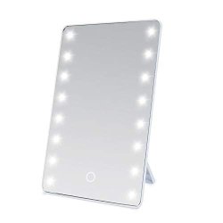 Coyan Lighted Stand Mirror Square Desktop Mirror LED Makeup Mirror Portable Mirror Folding Mirror Adjustable Brightness High-definition Mirror Clear Imaging
