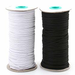 Tosnail 2 Pack 120-YARDS Long 1 8" Wide Knit Elastic Bands Elastic Spool Elastic Cord For Sewing Or Craft Project - Black And White