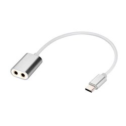 Gbsell Type C USB C To 3.5MM Audio Headphone Stereo Connector Audio Microphone Female Adapter For Moto Z XPS13 Silver